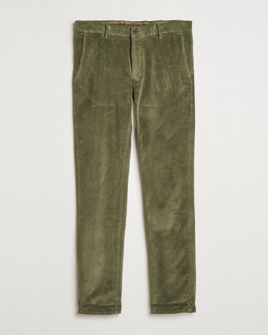 Homme | Pantalons | Incotex | Slim Fit Leisure Cord Slacks Dark Green