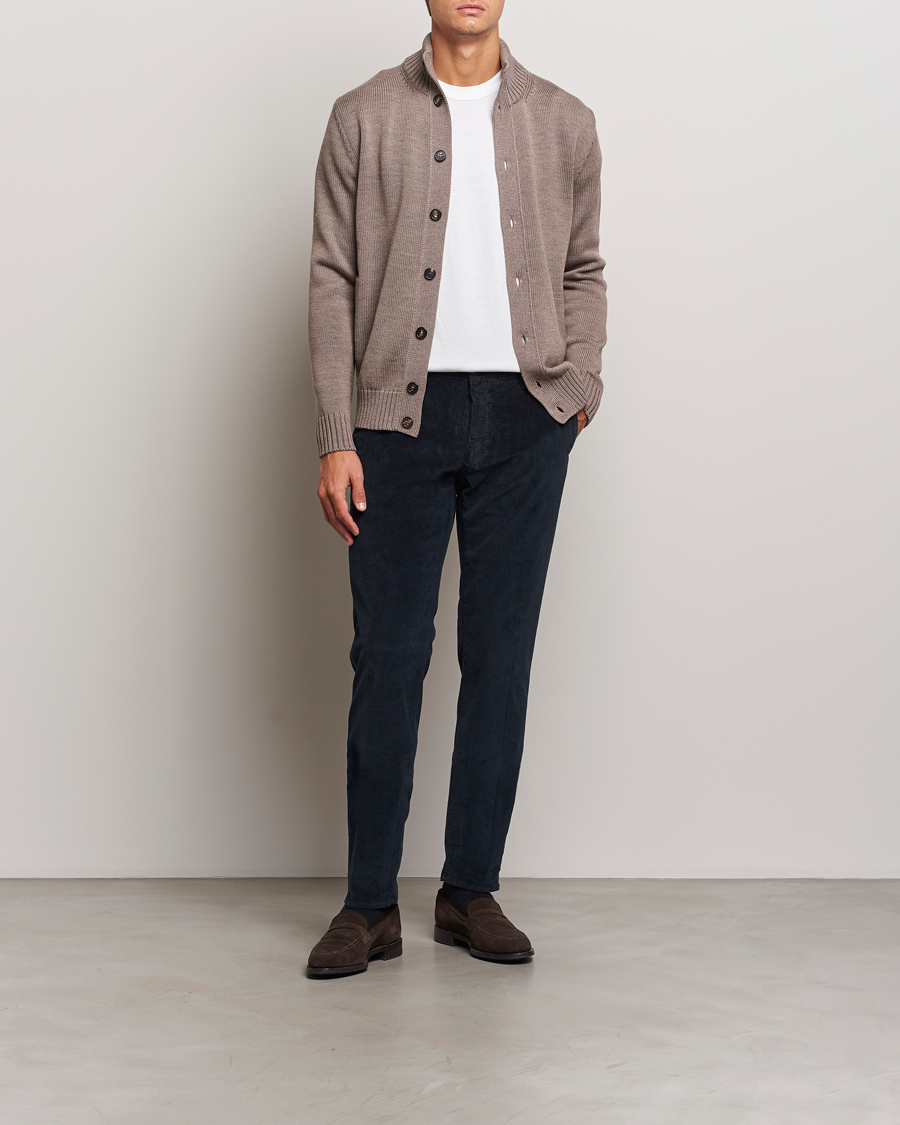 Homme | Pantalons | Incotex | Slim Fit Leisure Cord Slacks Navy