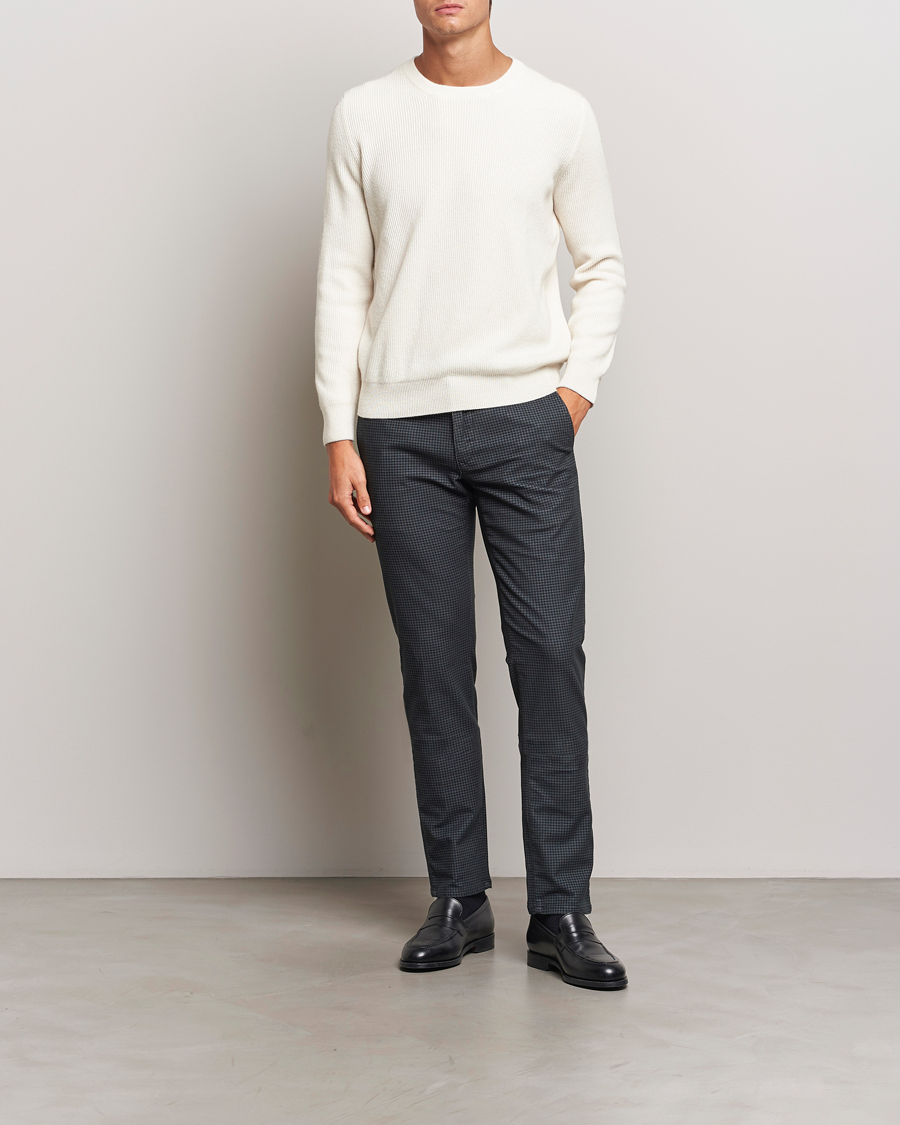 Homme | Pantalons | Incotex | Slim Fit Houndstooth Cotton Pants Dark Grey