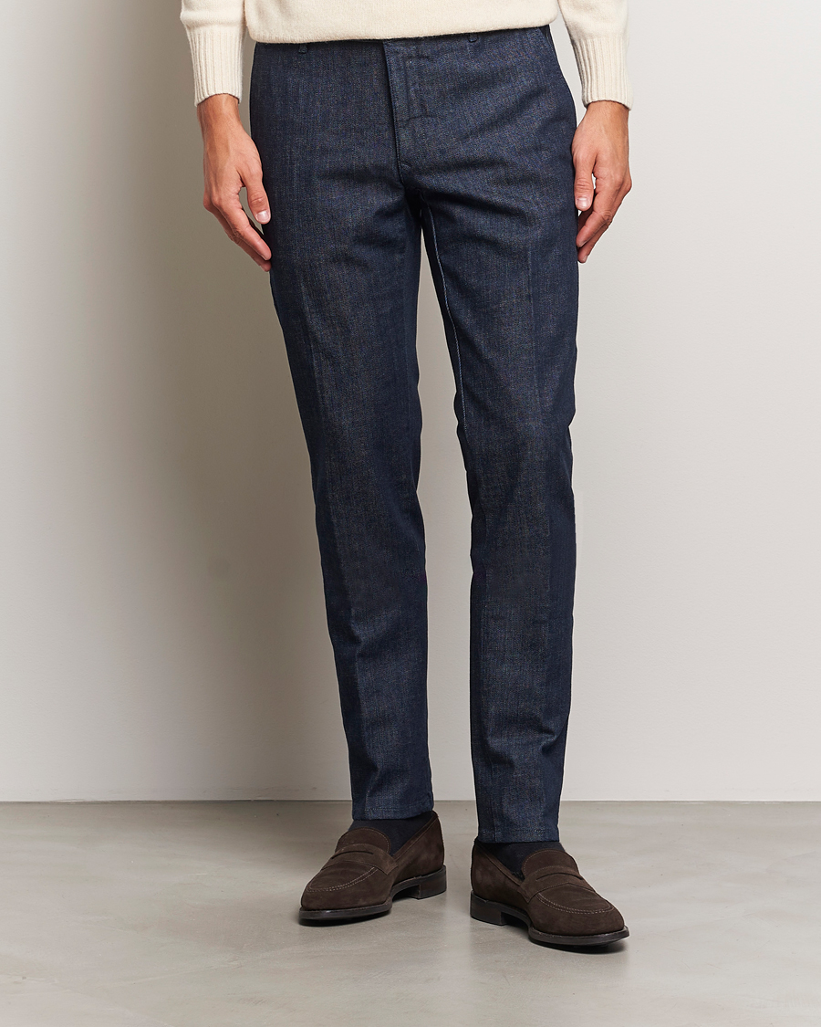 Homme | Pantalons | Incotex | Slim Fit Denim Slacks Dark Blue