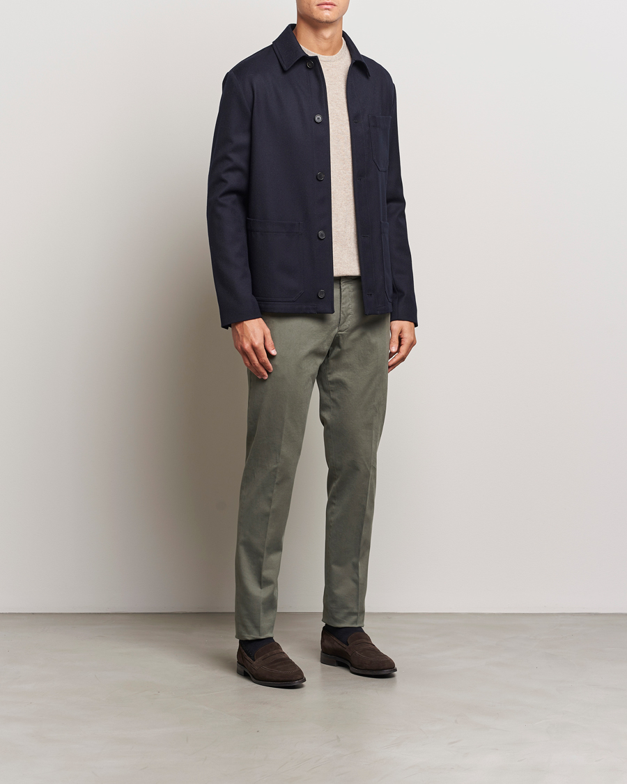 Homme | Pantalons | Incotex | Slim Fit Cotton Stretch Chinos Dark Green