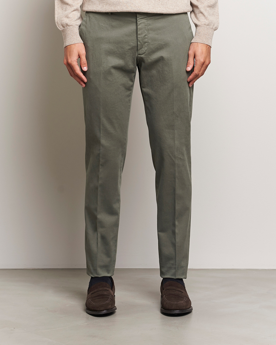 Homme | Pantalons | Incotex | Slim Fit Cotton Stretch Chinos Dark Green