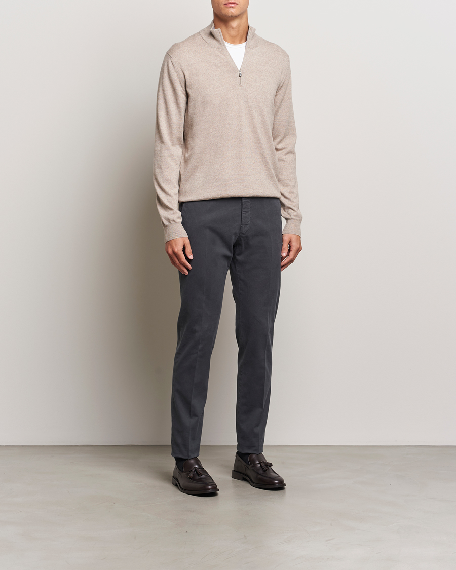Homme | Pantalons | Incotex | Slim Fit Cotton Stretch Chinos Dark Grey