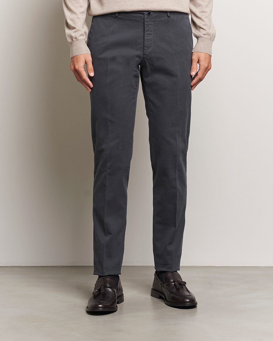 Homme | Pantalons | Incotex | Slim Fit Cotton Stretch Chinos Dark Grey