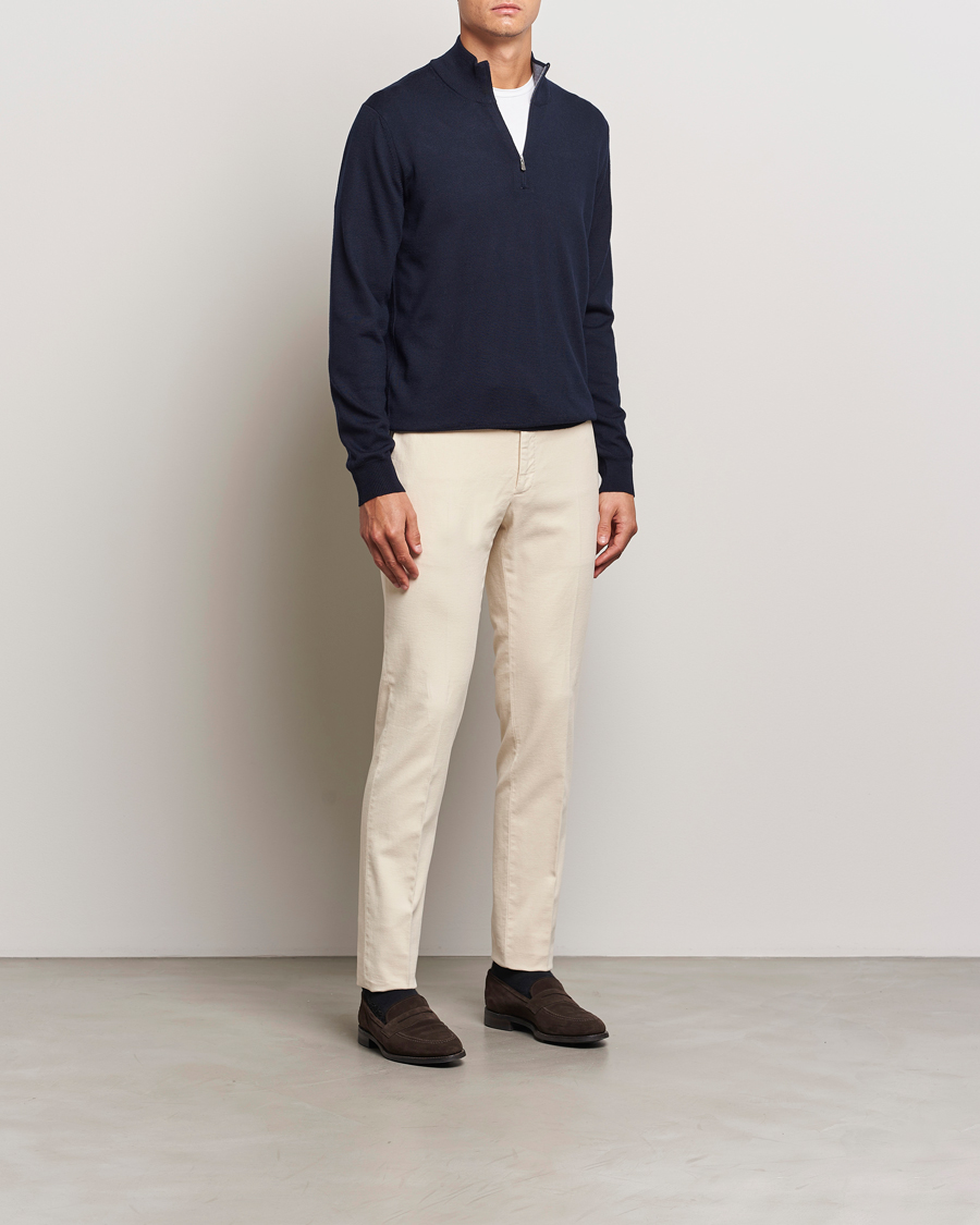 Homme | Pantalons | Incotex | Slim Fit Luxury Moleskine Trousers Off White