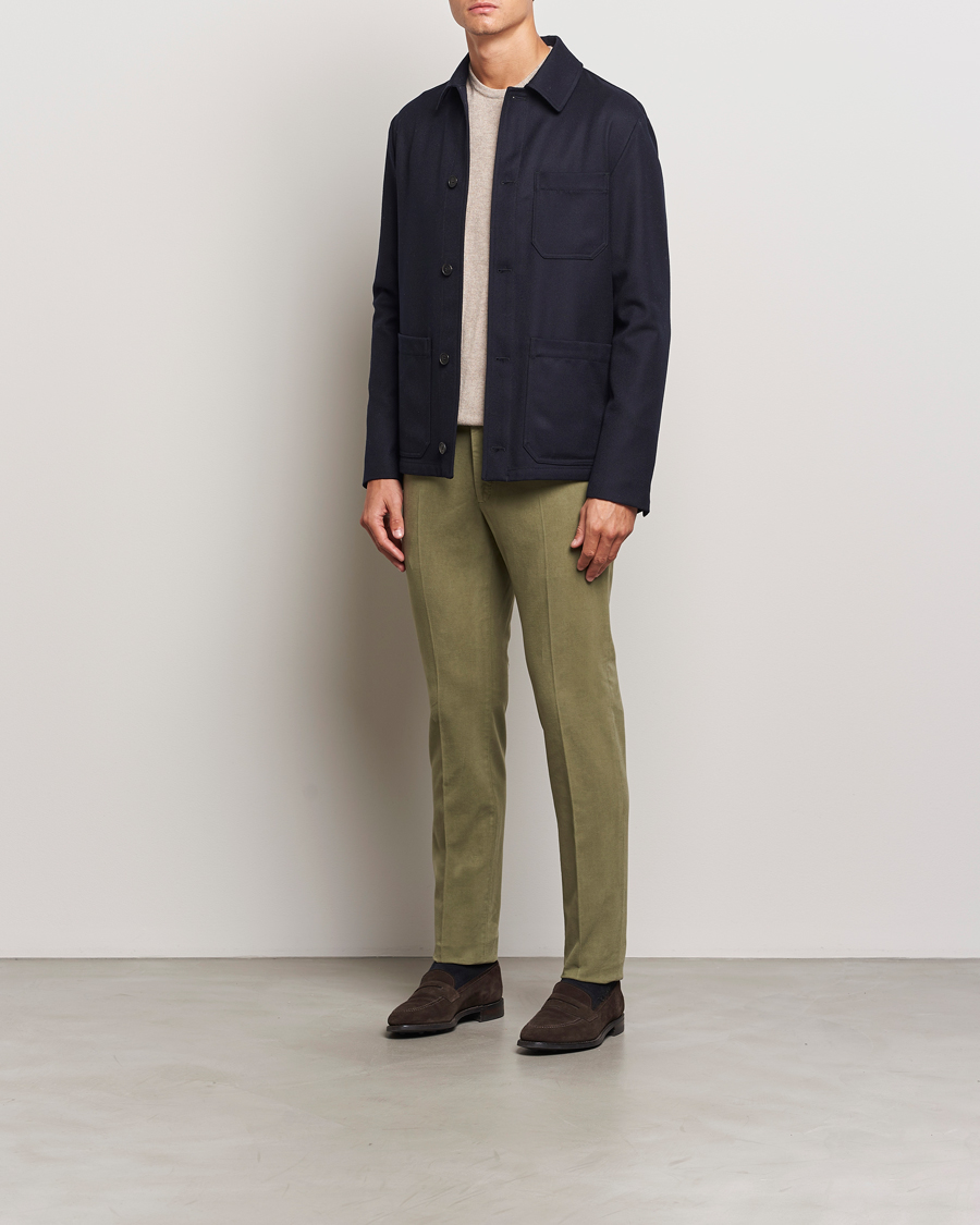 Homme | Pantalons | Incotex | Slim Fit Luxury Moleskine Trousers Sage