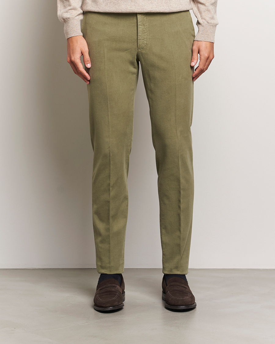 Homme | Pantalons | Incotex | Slim Fit Luxury Moleskine Trousers Sage