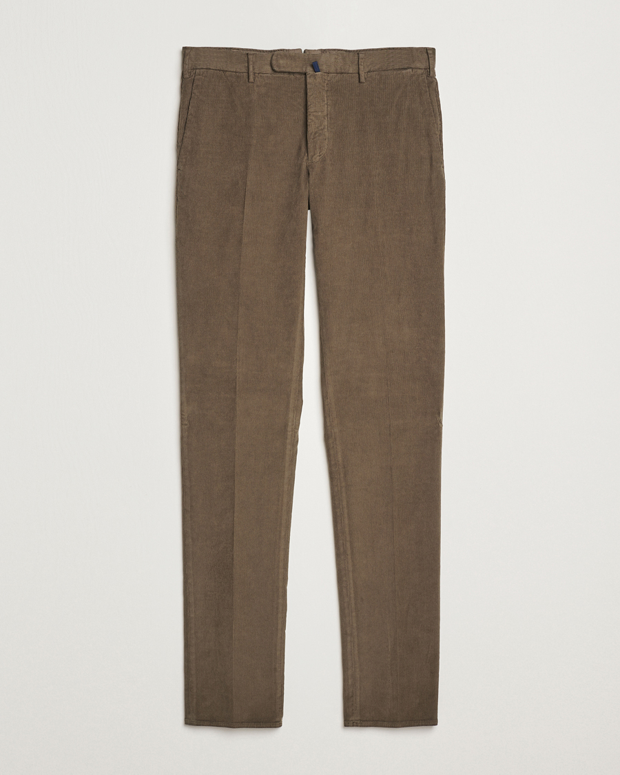 Homme | Pantalons | Incotex | Slim Fit Baby Corduroy Trousers Brown