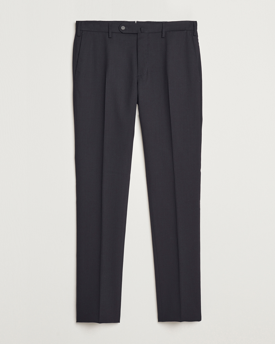 Homme | Pantalons | Incotex | Silm Fit Washable Flannel Trousers Navy