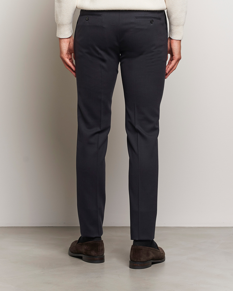 Homme | Pantalons | Incotex | Silm Fit Washable Flannel Trousers Navy