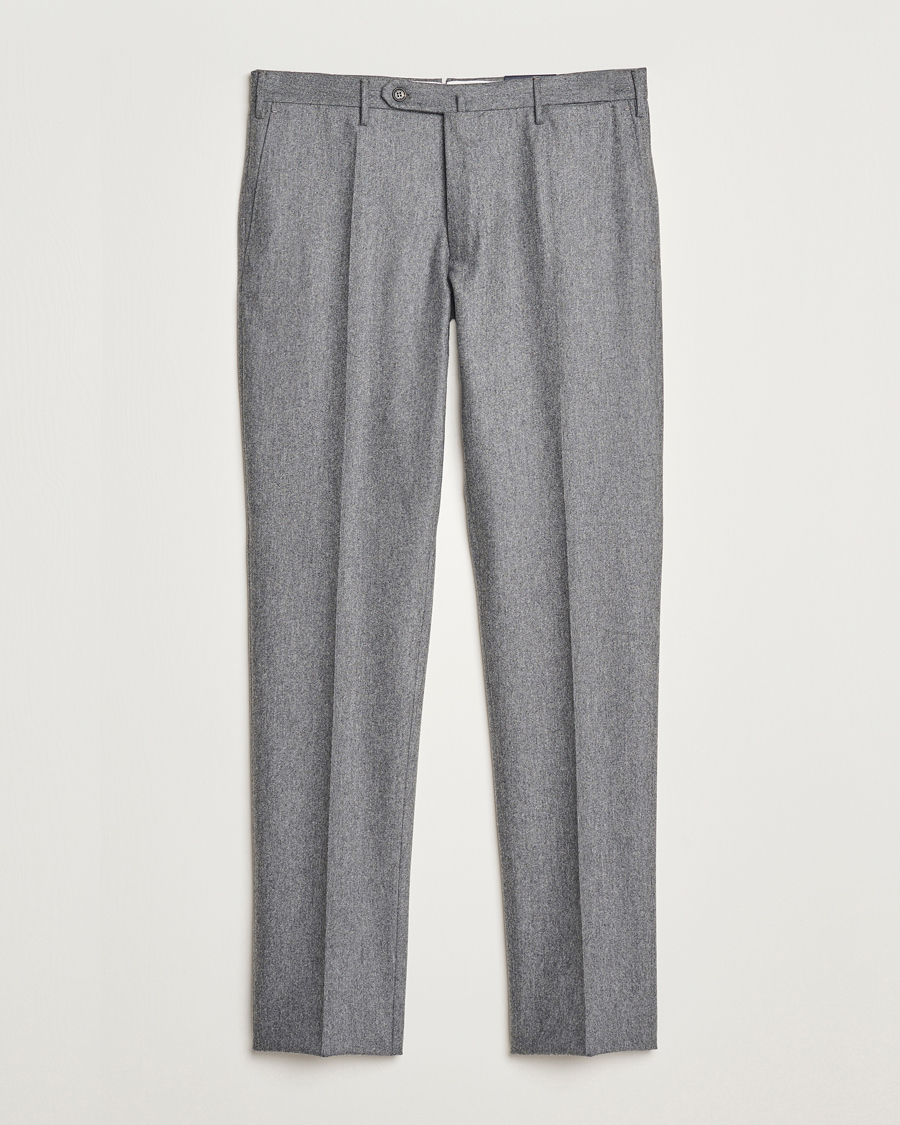 Homme | Pantalons | Incotex | Slim Fit Carded Flannel Trousers Grey Melange