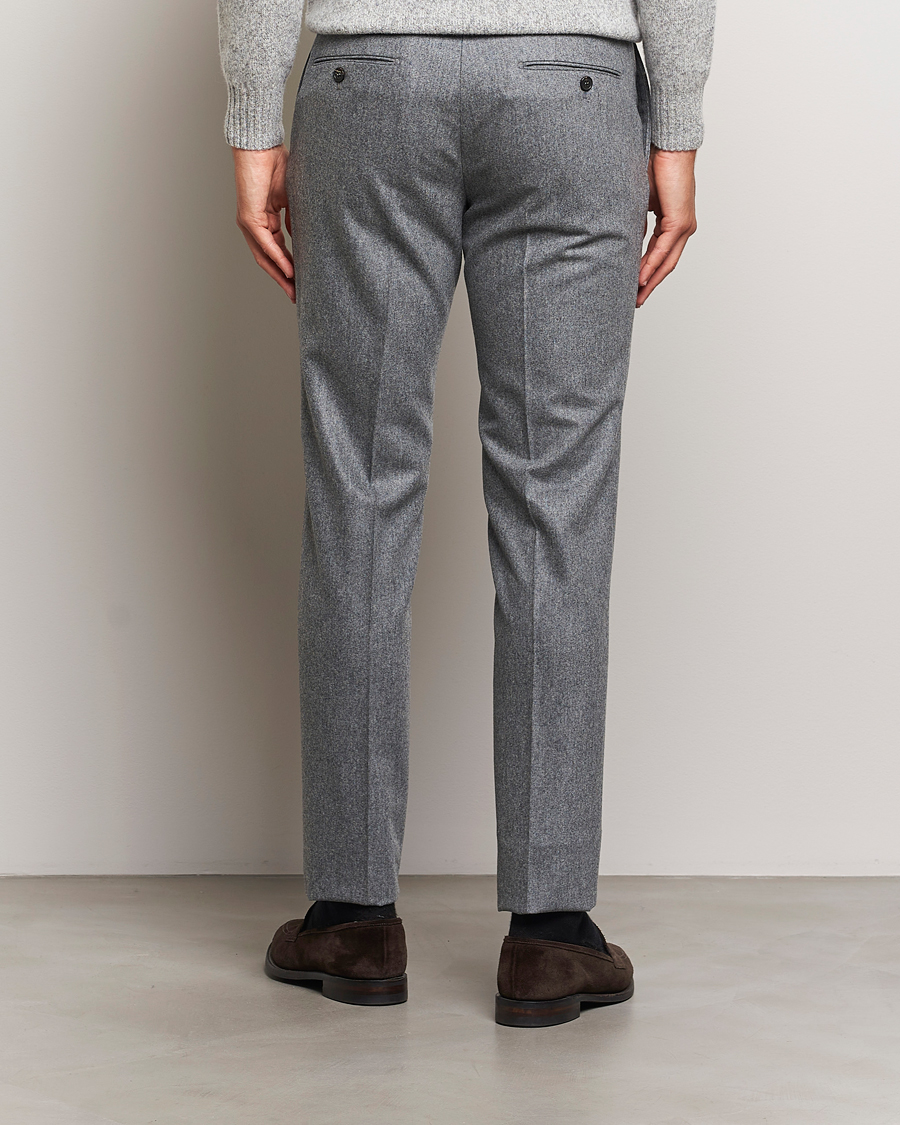 Homme | Pantalons | Incotex | Slim Fit Carded Flannel Trousers Grey Melange