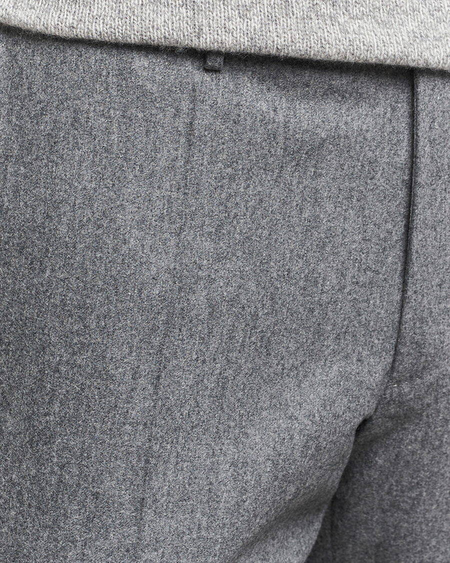 Homme | Pantalons | Incotex | Slim Fit Carded Flannel Trousers Grey Melange