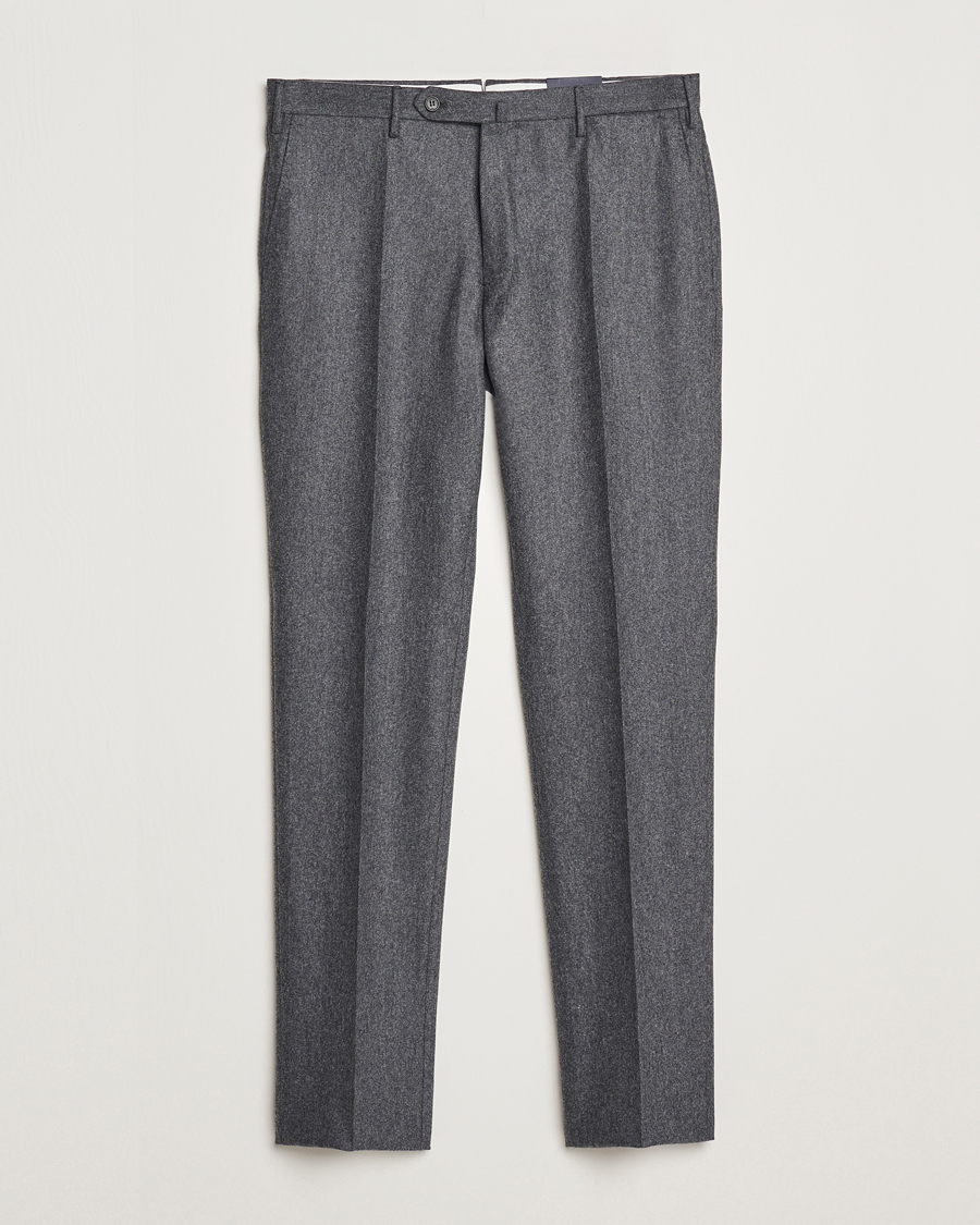 Homme | Pantalons | Incotex | Slim Fit Carded Flannel Trousers Dark Grey