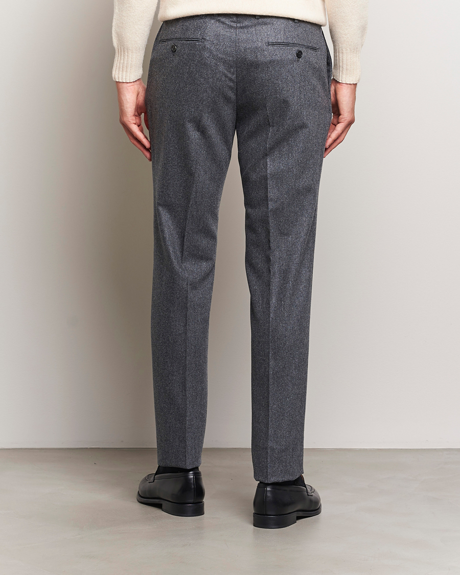 Homme | Pantalons | Incotex | Slim Fit Carded Flannel Trousers Dark Grey