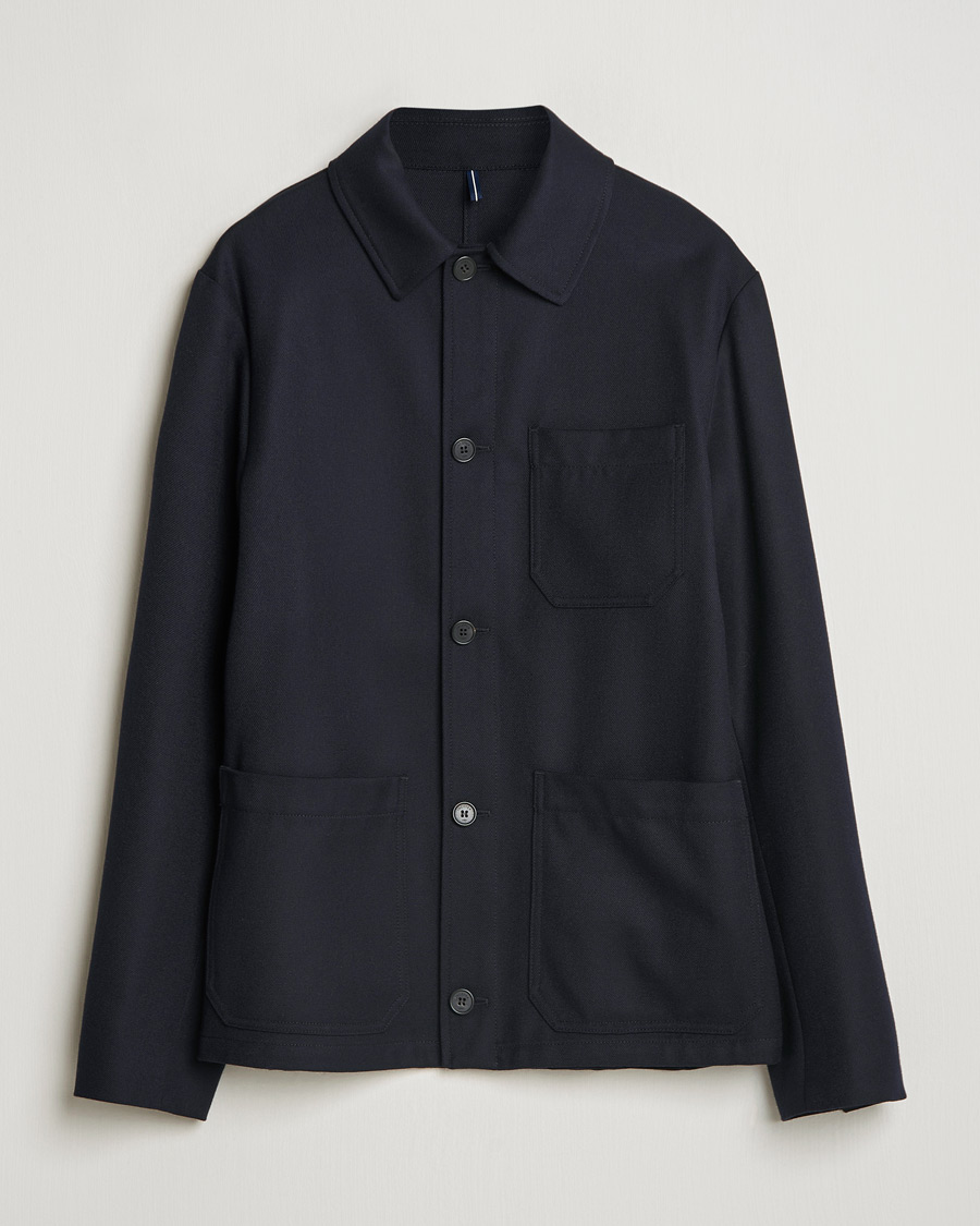 Homme | Manteaux Et Vestes | Incotex | Wool Cover Shirt Jacket Navy