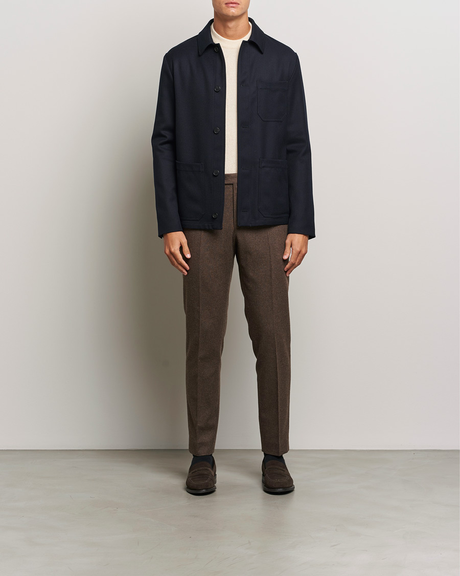 Homme | Manteaux Et Vestes | Incotex | Wool Cover Shirt Jacket Navy
