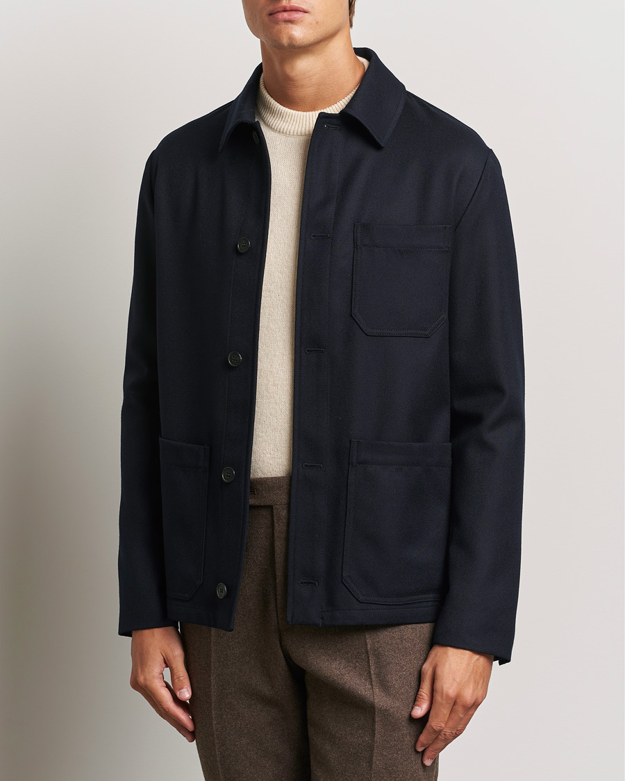 Homme | Manteaux Et Vestes | Incotex | Wool Cover Shirt Jacket Navy