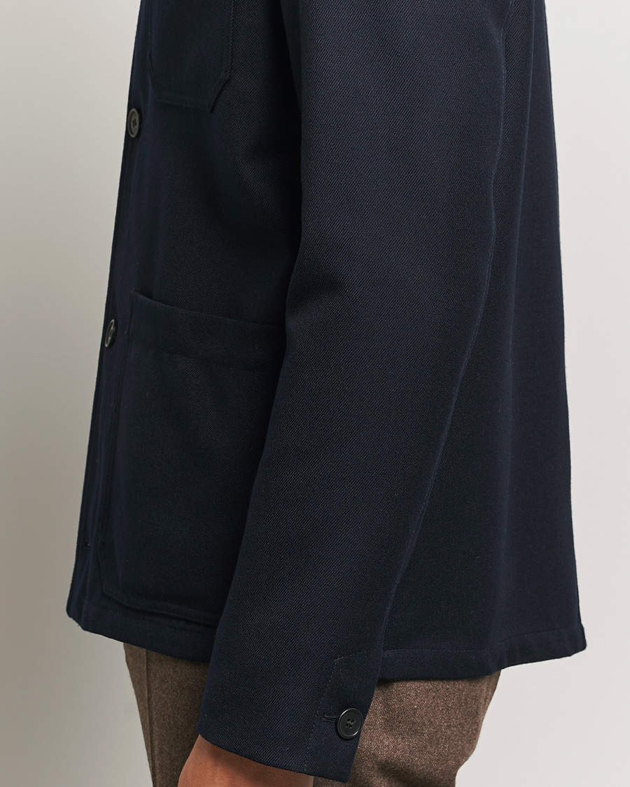Homme | Manteaux Et Vestes | Incotex | Wool Cover Shirt Jacket Navy