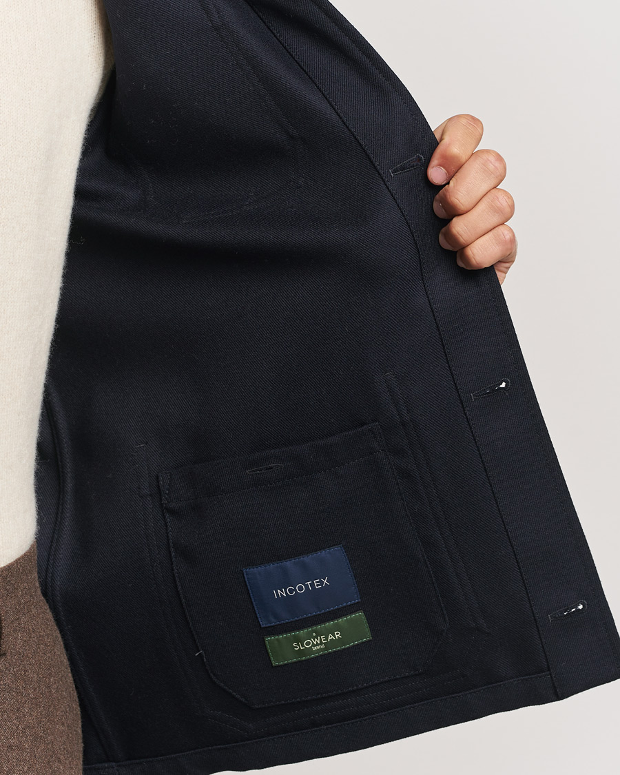 Homme | Manteaux Et Vestes | Incotex | Wool Cover Shirt Jacket Navy
