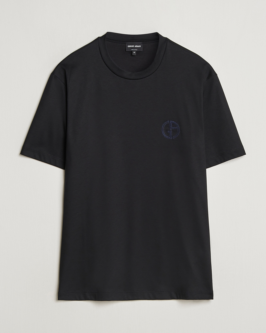 Homme | T-shirts | Giorgio Armani | Embroidered Monogram T-Shirt Black