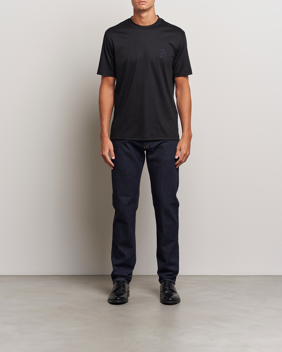 Homme | T-shirts | Giorgio Armani | Embroidered Monogram T-Shirt Black