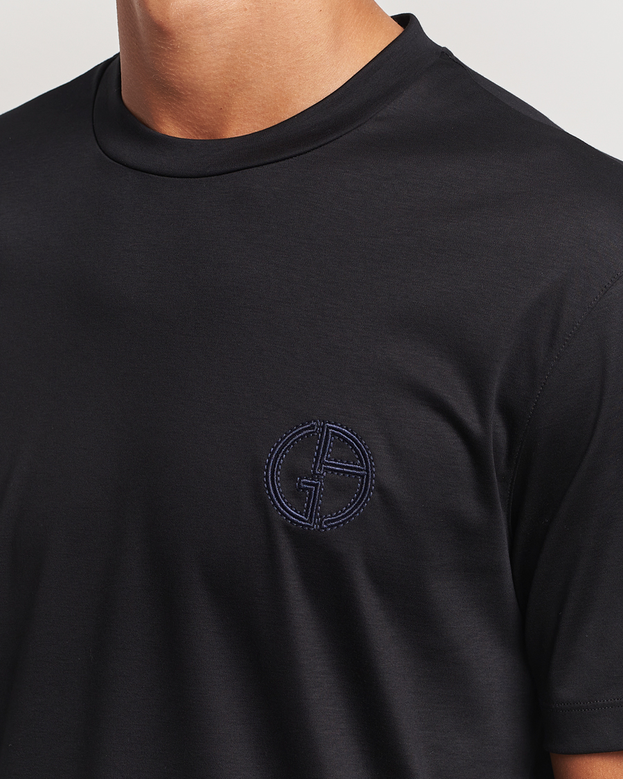 Homme | T-shirts | Giorgio Armani | Embroidered Monogram T-Shirt Black