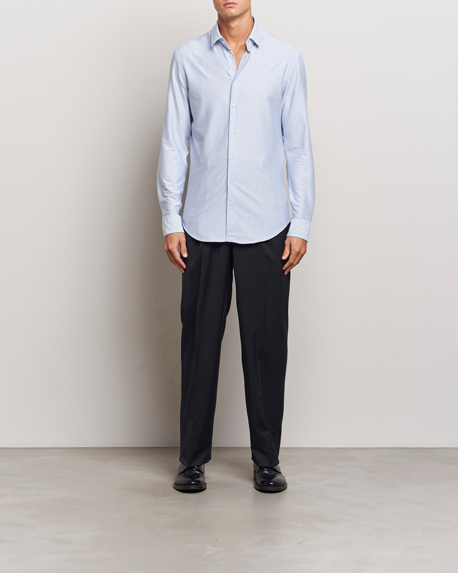 Homme | Chemises | Giorgio Armani | Jersey Stretch Shirt Light Blue Stripe