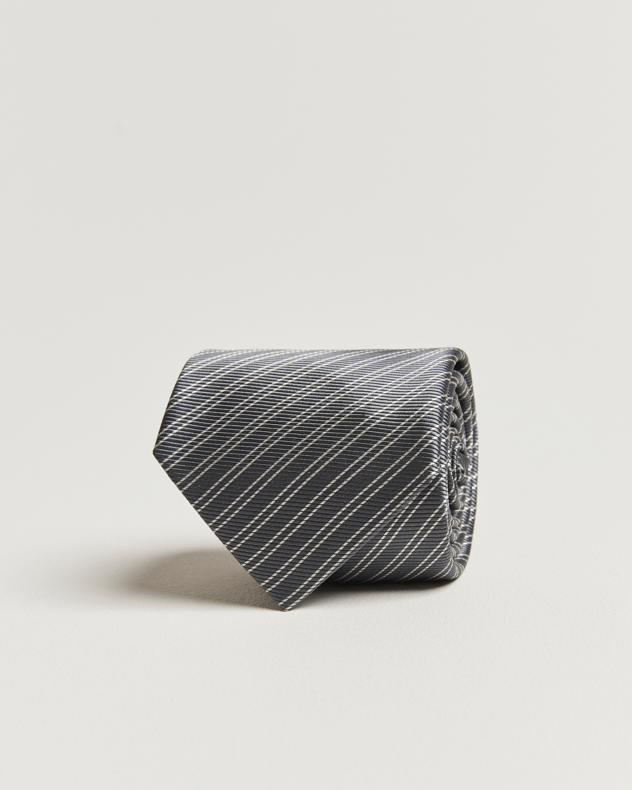 Homme | Giorgio Armani Striped Silk Tie Steel Grey | Giorgio Armani | Striped Silk Tie Steel Grey