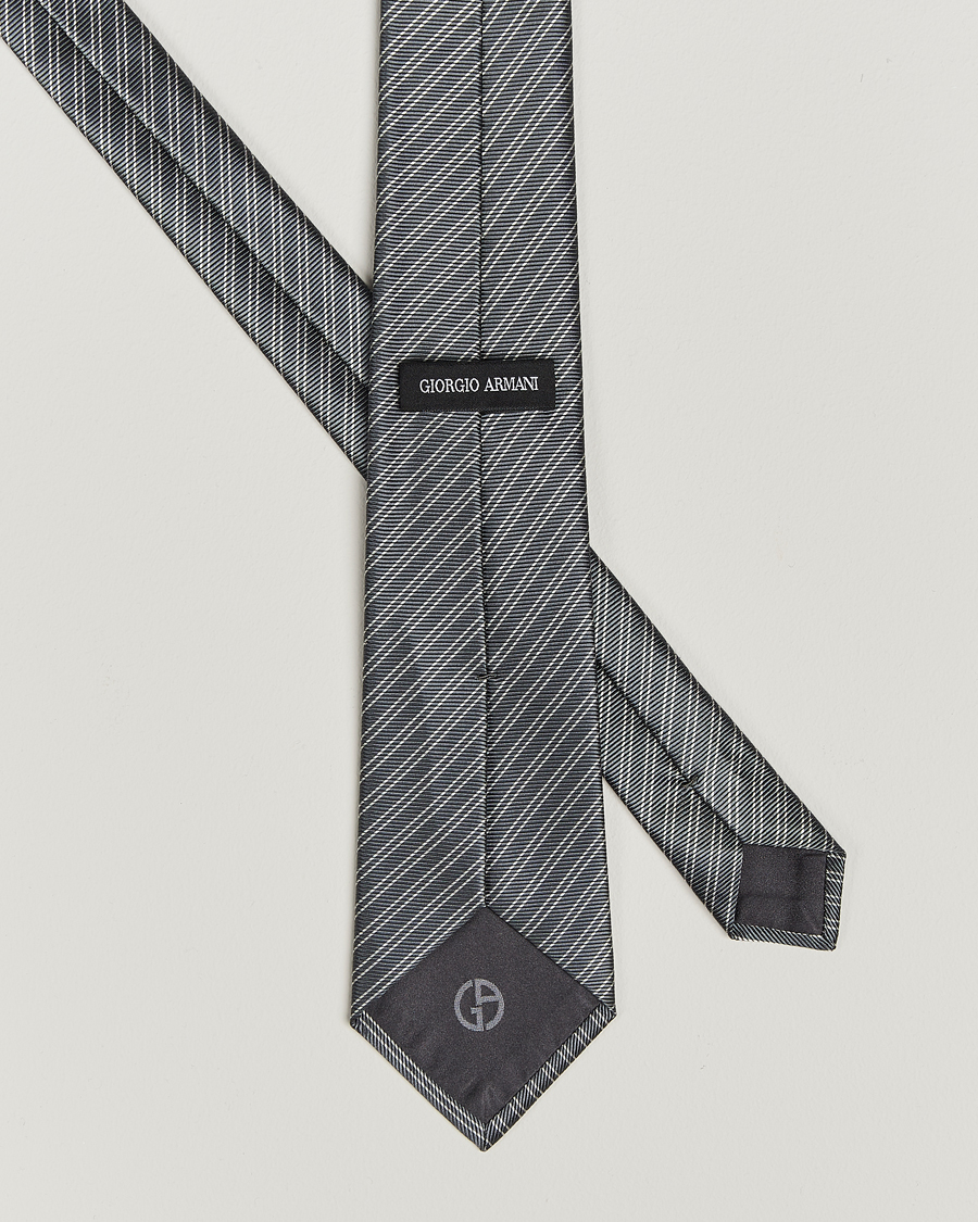 Homme | Giorgio Armani Striped Silk Tie Steel Grey | Giorgio Armani | Striped Silk Tie Steel Grey
