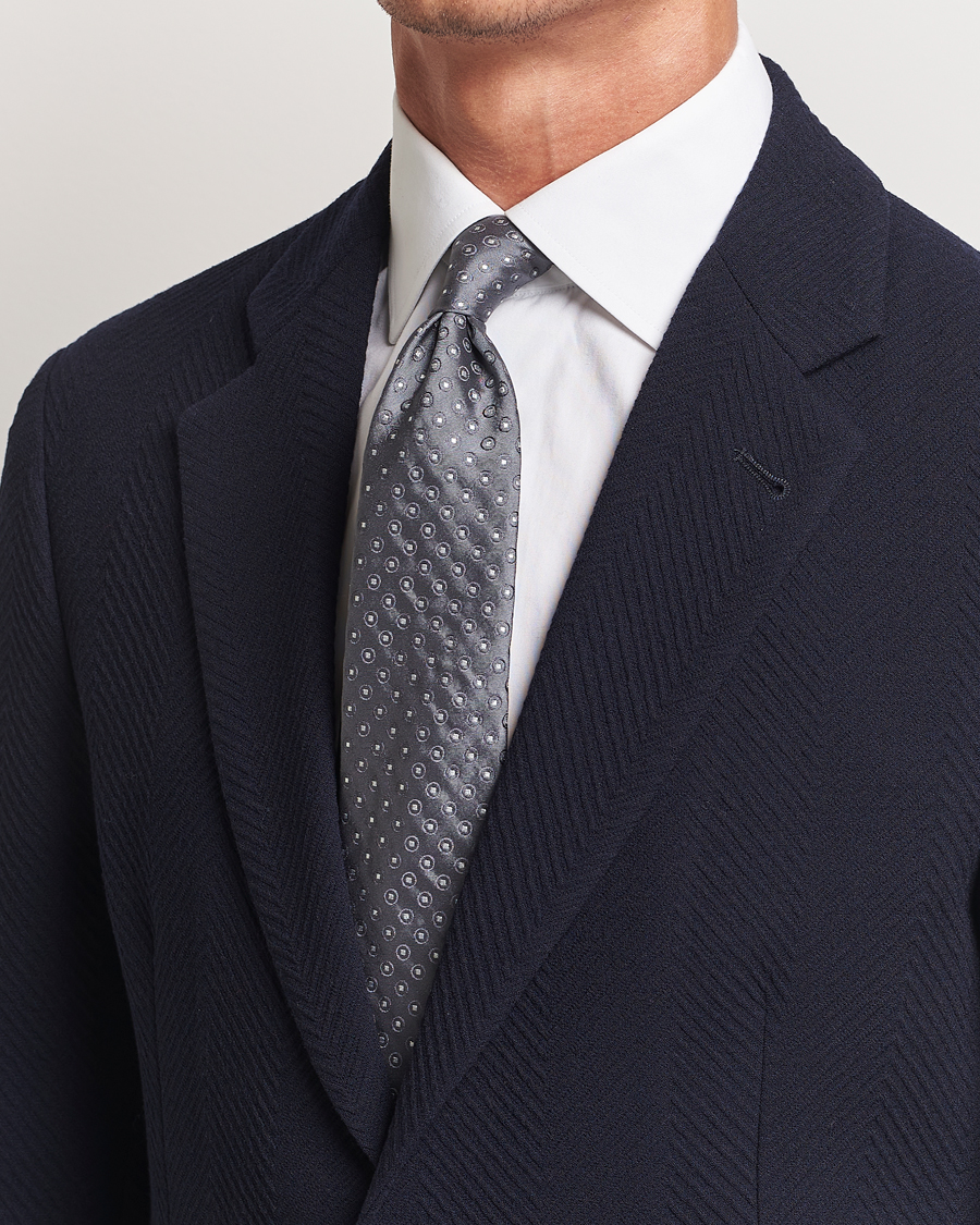 Homme | Giorgio Armani Jacquard Dot Silk Tie Steel Grey | Giorgio Armani | Jacquard Dot Silk Tie Steel Grey
