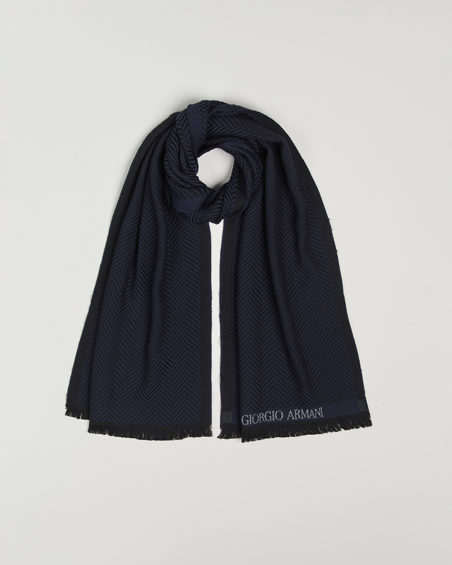 Homme | Giorgio Armani Wool Chevron Scarf Navy | Giorgio Armani | Wool Chevron Scarf Navy