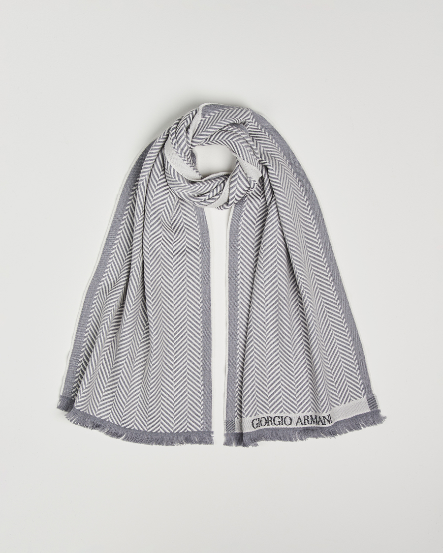 Homme | Giorgio Armani Wool Chevron Scarf Light Grey | Giorgio Armani | Wool Chevron Scarf Light Grey
