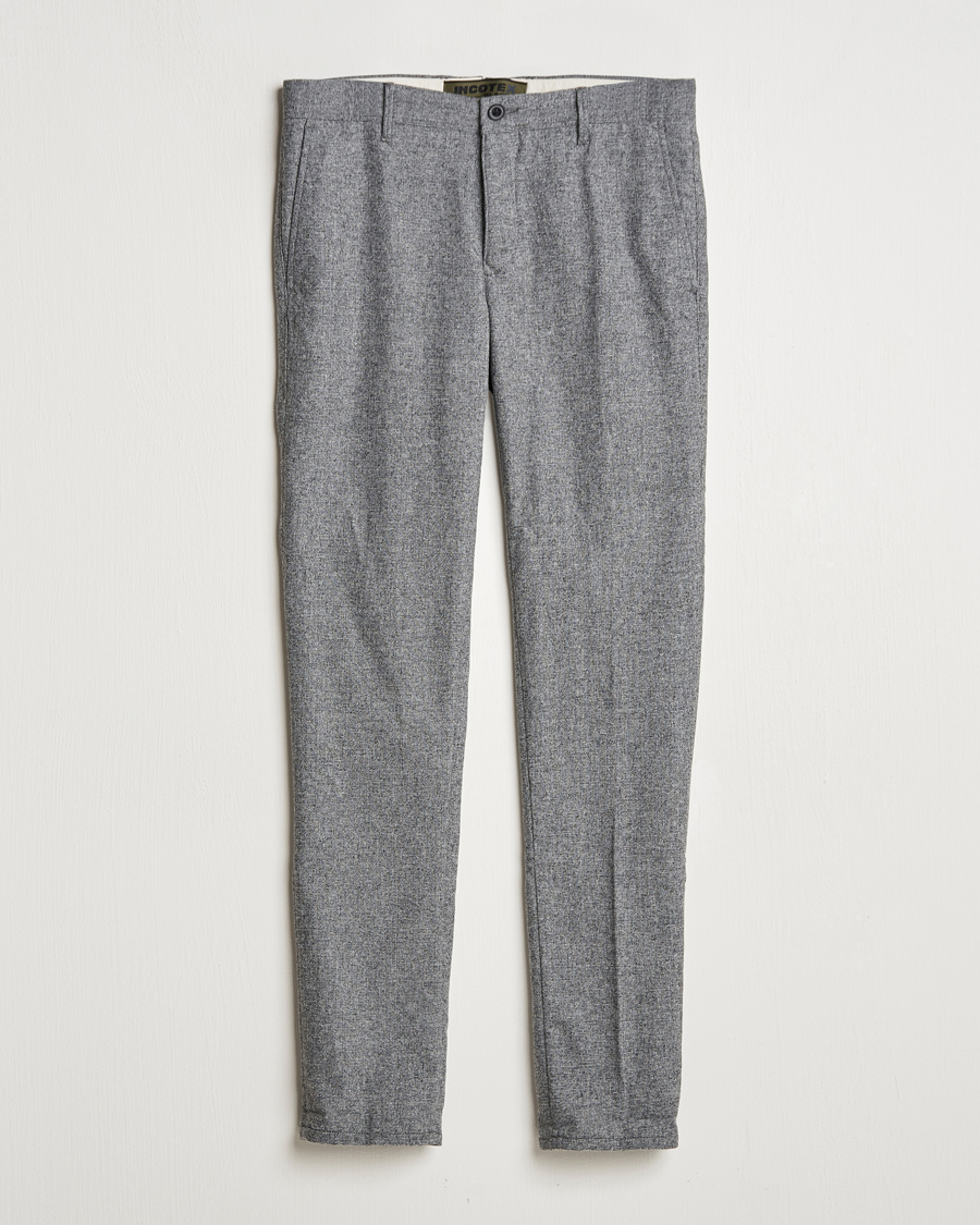 Homme | Pantalons | Incotex | Slim Fit Washed Wool Stretch Slacks Light Grey