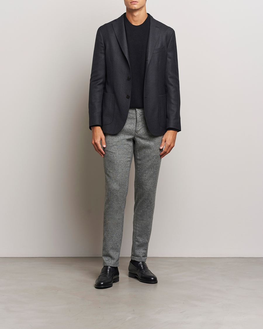 Homme | Pantalons | Incotex | Slim Fit Washed Wool Stretch Slacks Light Grey