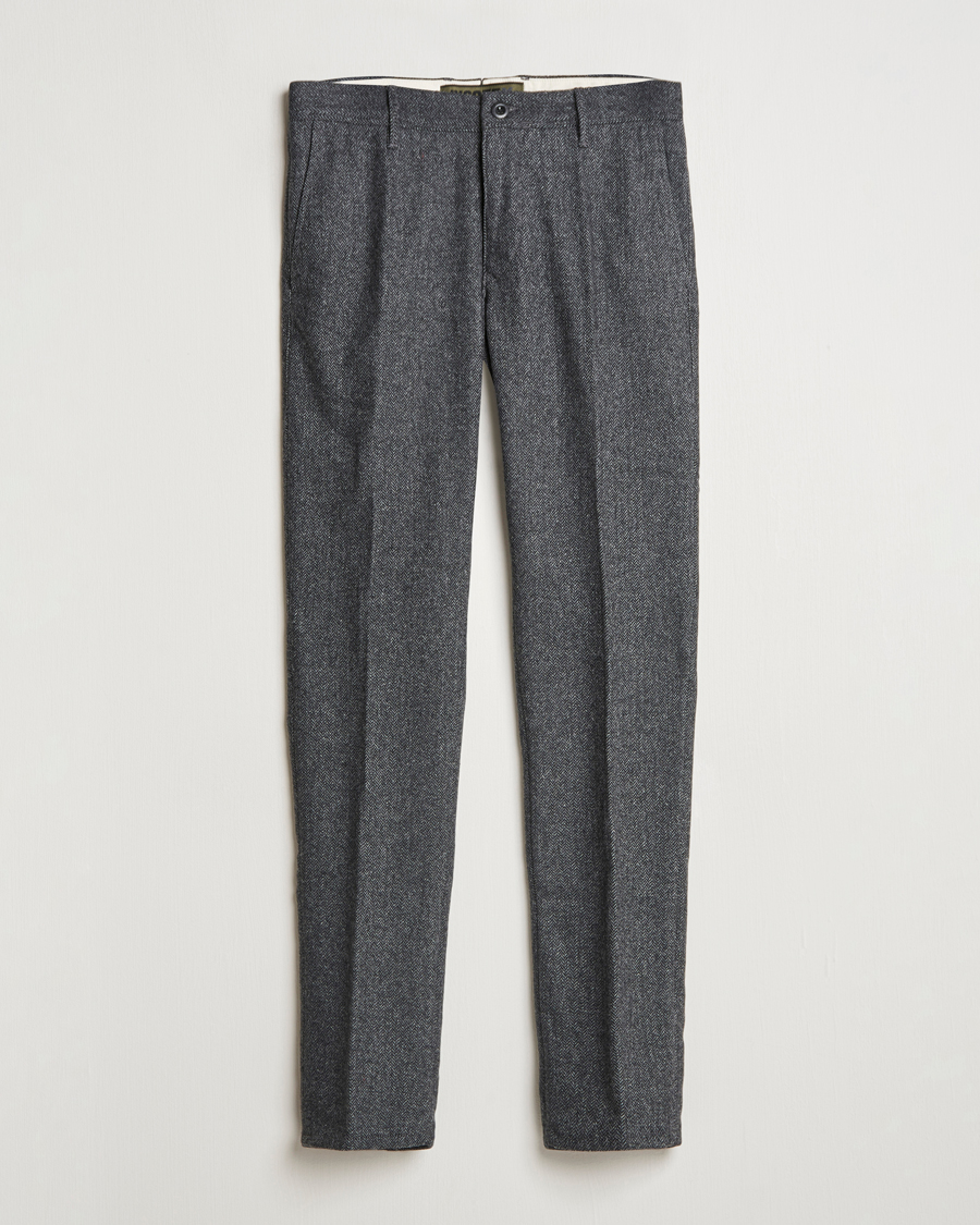 Homme | Pantalons | Incotex | Slim Fit Washed Wool Stretch Slacks Dark Grey