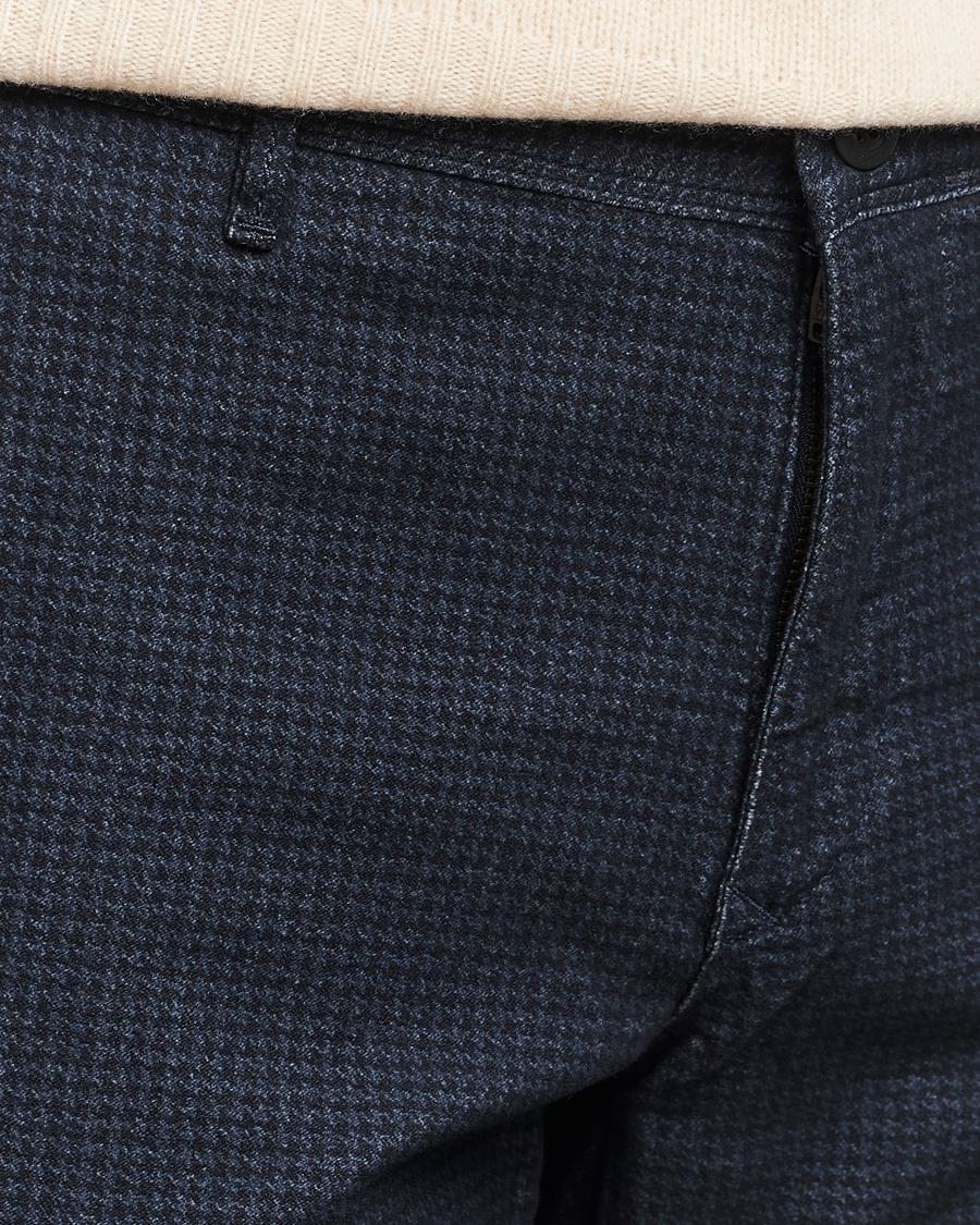 Homme | Pantalons | Incotex | Slim Fit Houndstooth Stretch Slacks Navy