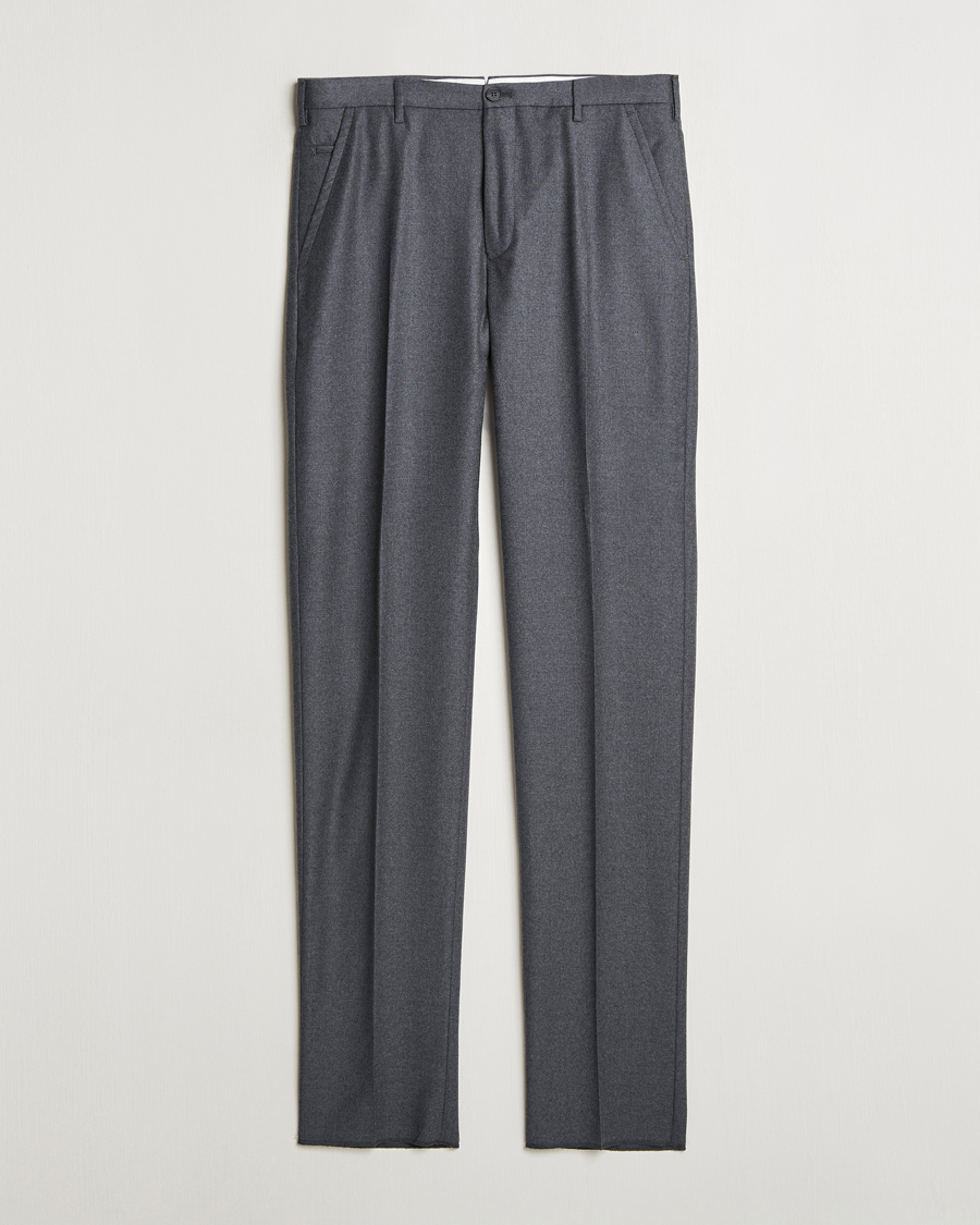 Homme | Pantalons | Incotex | Regular Fit Flannel Trousers Grey