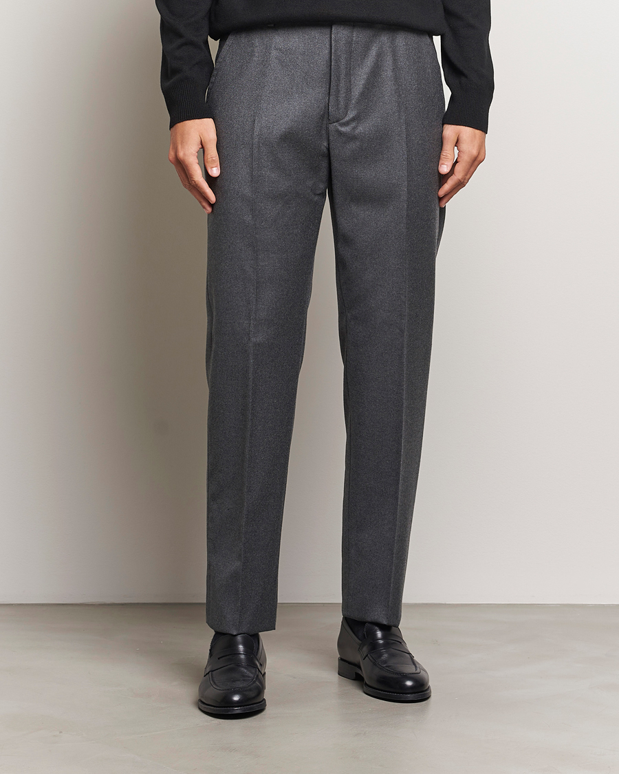 Homme | Pantalons | Incotex | Regular Fit Flannel Trousers Grey