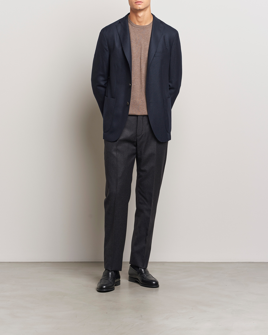Homme | Pantalons | Incotex | Regular Fit Flannel Trousers Charcoal