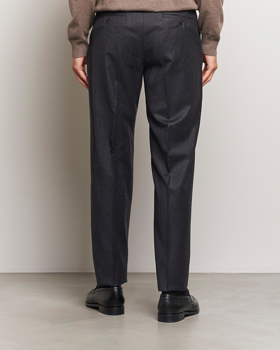 Homme | Pantalons | Incotex | Regular Fit Flannel Trousers Charcoal