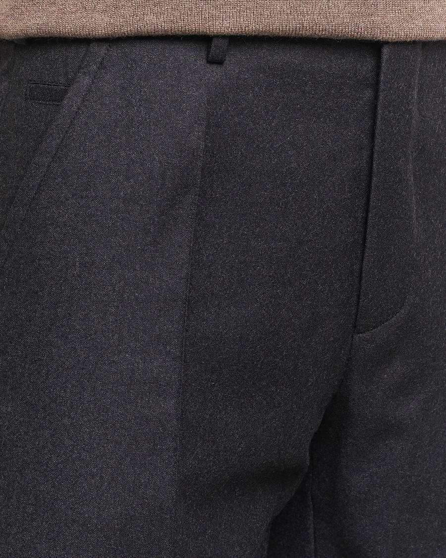 Homme | Pantalons | Incotex | Regular Fit Flannel Trousers Charcoal
