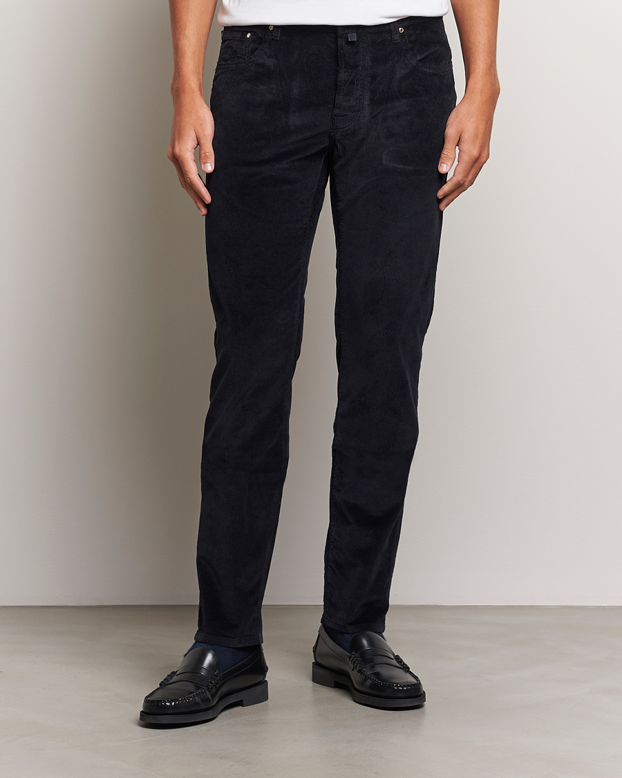 Homme | Pantalons | Jacob Cohën | Bard 5-Pocket Medium Corduroy Trousers Navy