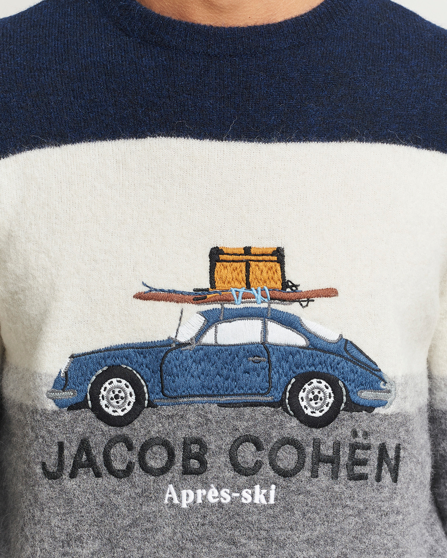 Homme | Pulls Et Tricots | Jacob Cohën | Alpaca/Wool Embrodery Sweater Blue/White/Grey