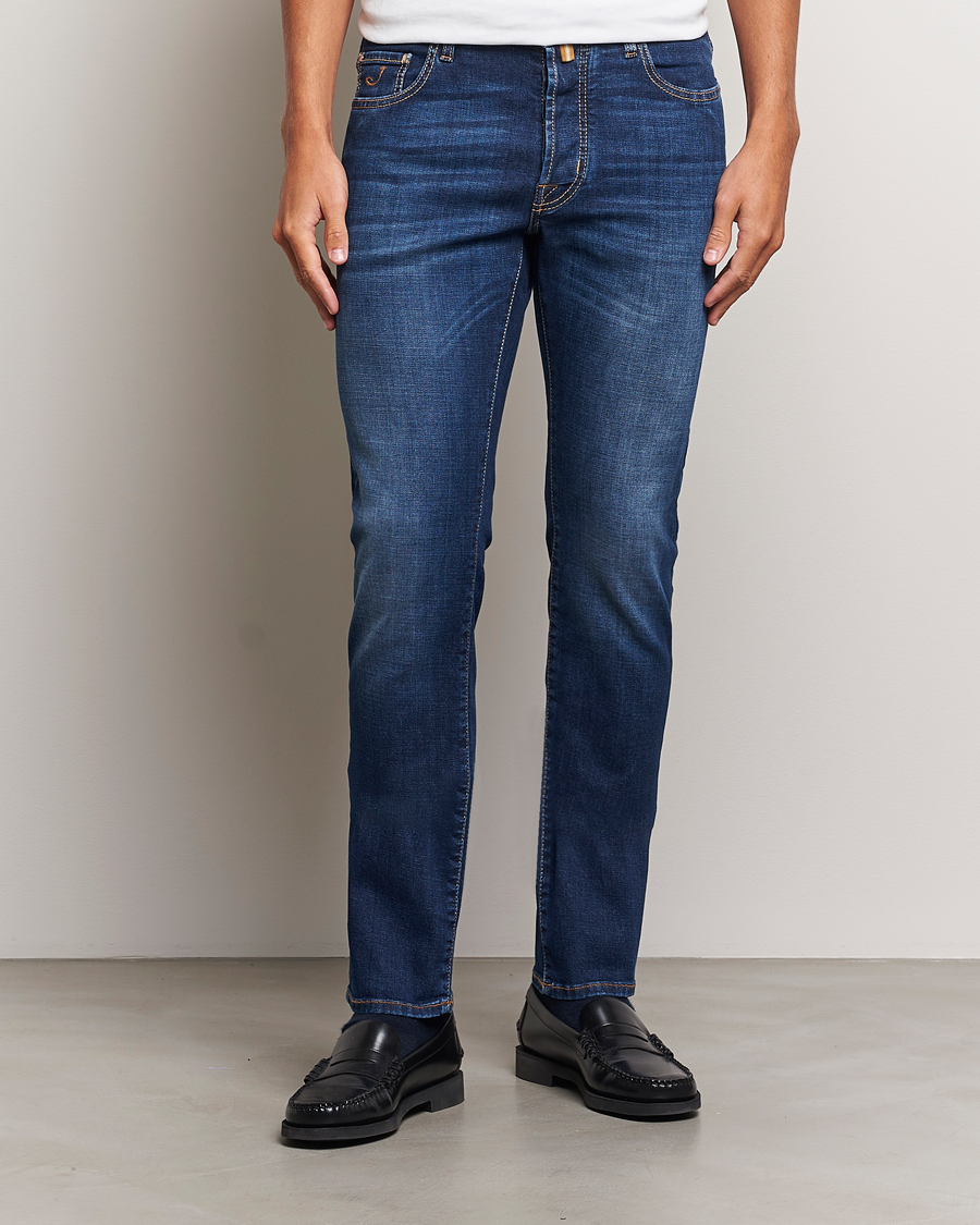 Homme | Jeans | Jacob Cohën | Bard Slim Fit Stretch Jeans Mid Blue