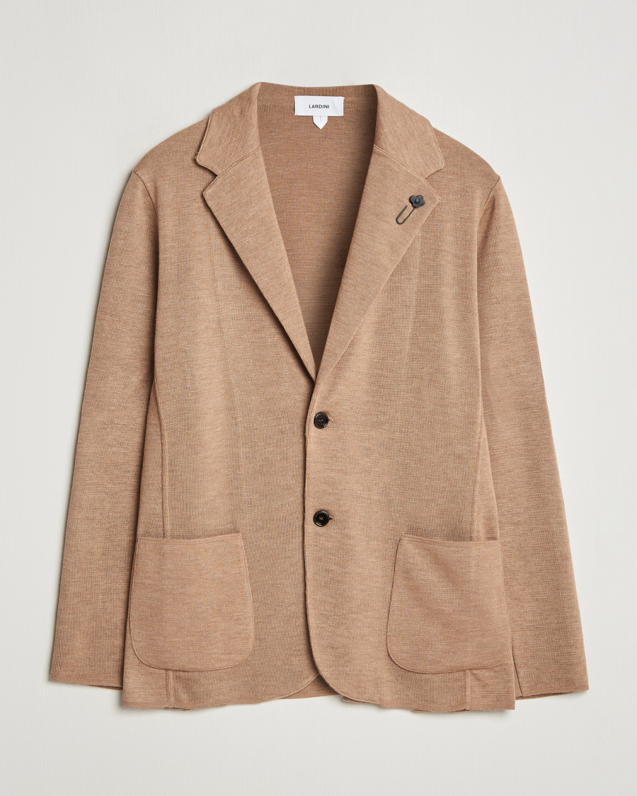 Homme | Blazers | Lardini | Knitted Wool Blazer Beige