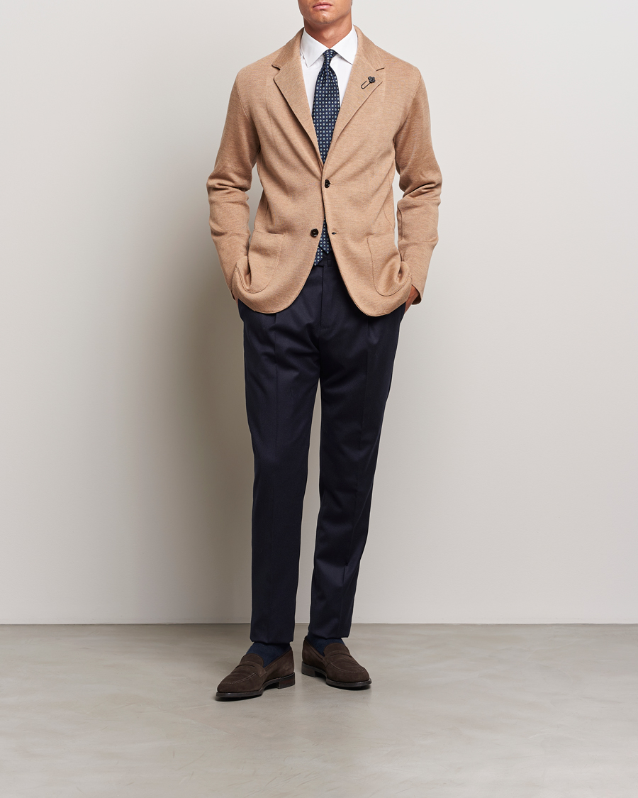 Homme | Blazers | Lardini | Knitted Wool Blazer Beige