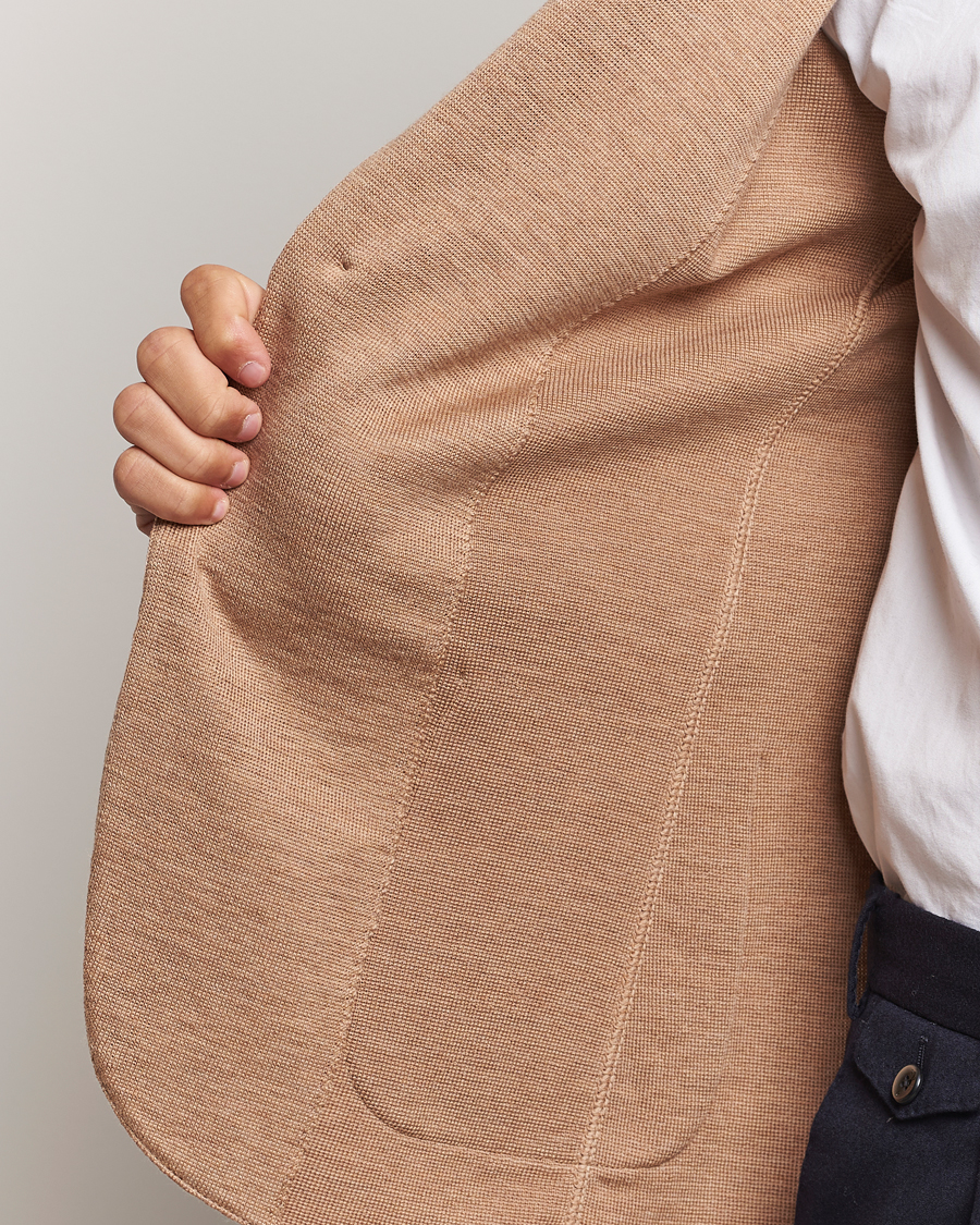Homme | Blazers | Lardini | Knitted Wool Blazer Beige