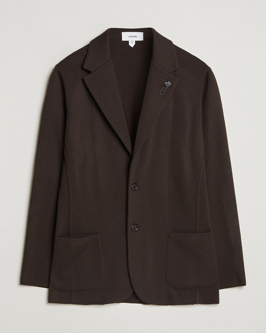 Homme | Blazers | Lardini | Knitted Wool Blazer Brown