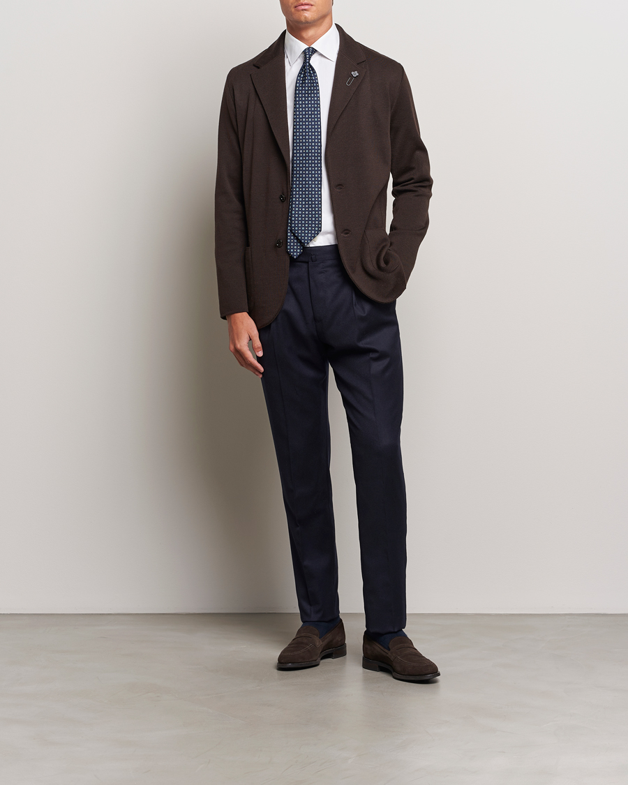 Homme | Blazers | Lardini | Knitted Wool Blazer Brown